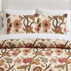 Pottery Barn Gianna Floral Duvet Cover Cotton Linen Queen